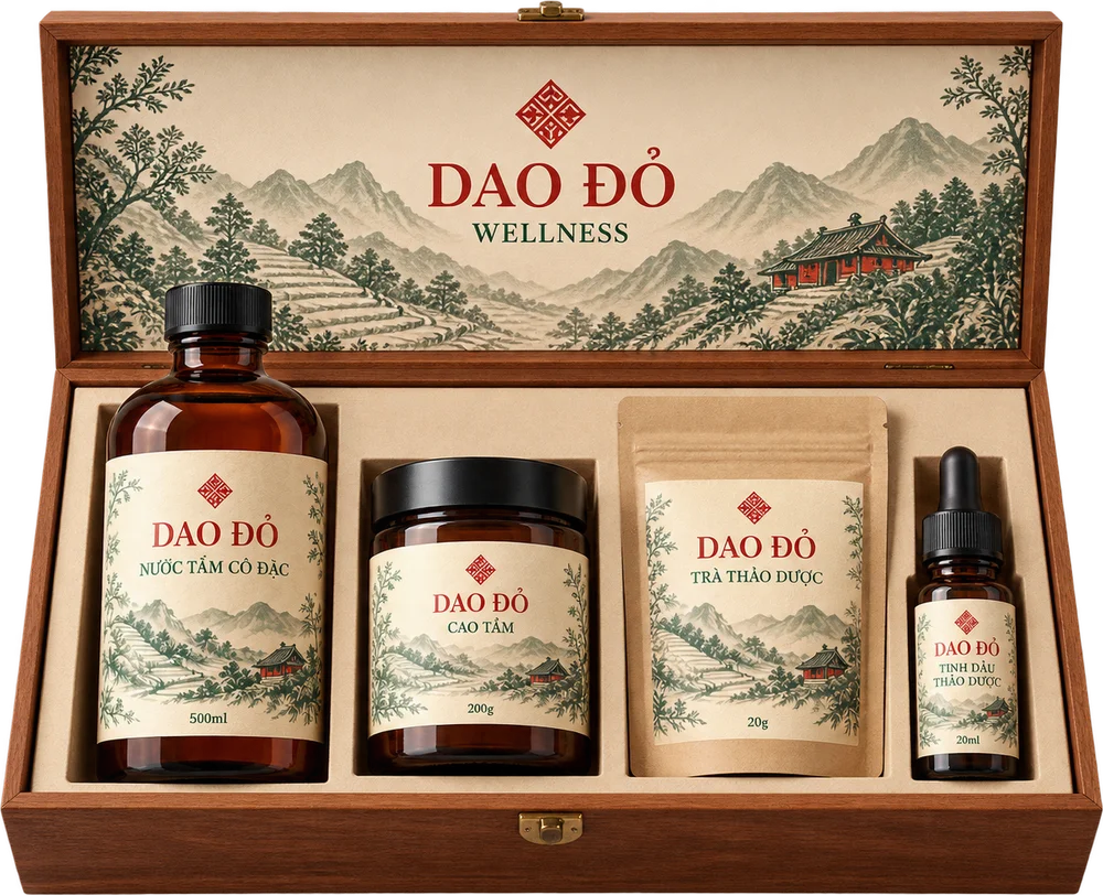 Bộ sản phẩm Dao Đỏ Wellness — hình ảnh concept, chờ ảnh sản phẩm thực tế